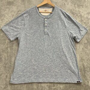 Faherty Shirt Men's XXL Henley Heather Blue Cotton Short Sleeve Casual Preppy